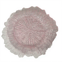 Assiette de présentation rose de 13 pouces, moderne et peinte à la main, en plastique durable et écologique, idéale pour les mariages européens, les événements hôteliers et Noël