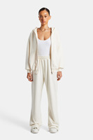 Survêtement zippé personnalisé avec logo brodé en couleur blanche pour femmes Ensembles de costumes légers de haute qualité à capuche et fermeture éclair