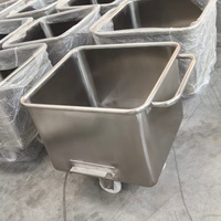 Chariot de transport de viande robuste en acier inoxydable 200L, chariot à benne pour la transformation de la viande, chariot mobile pour la viande