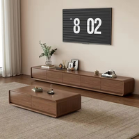 Console TV et Table Basse Tout-en-un 2025, Unité Murale Mince pour Maisons Modernes et Compactes, Style Minimaliste et Rangement Intelligent