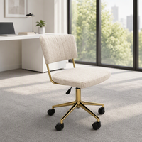 Chaise de bureau ergonomique moderne sans accoudoirs, pivotante, pour la maison, avec support lombaire bas, réglable en hauteur, en tissu, pour ordinateur