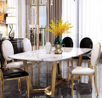 Plan de table en marbre de luxe personnalisé, base métallique pour la salle à manger, livraison gratuite