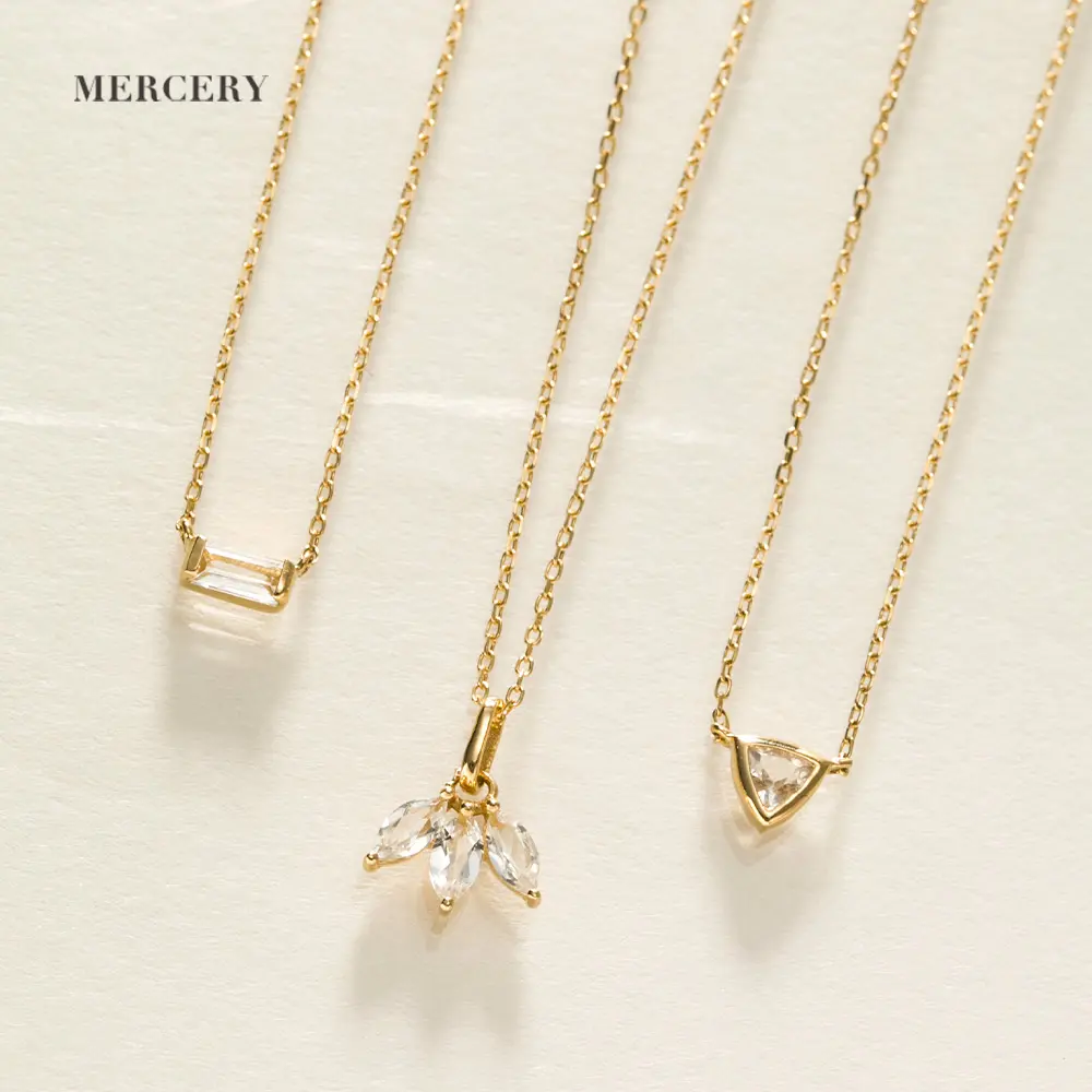 Mercery Necklaces Solid Gold With Stone 14K Necklace Sets Jewellery Gemstone Minimalist 14 K Necklaces