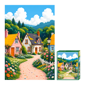 Puzzle Personalizzato con Scenari di Villaggi, 1000 Pezzi, Cottage in Campagna, Stampa HD su Cartone Grigio, Fustellatura, Laminazione Opaca, Confezione Regalo, OEM - Product Image 1