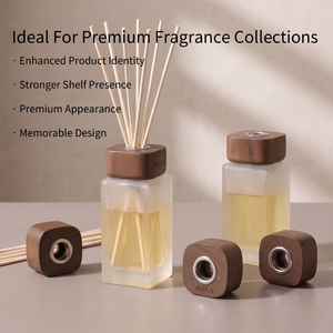 Vietnam WeWood Custom Rounded Wooden <b>Diffuser</b> Cap Walnut Timber <b>Bottle</b> Collar Standard Fit Aroma Closure OEM ODM Factory - Product Image 3