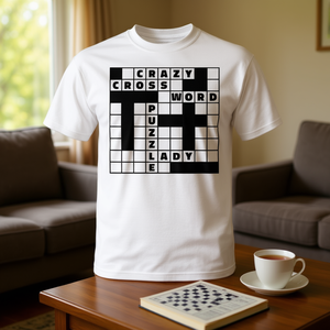 Camiseta Crazy Crossword Puzzle Lady para fanáticos de los juegos de palabras, talla para adultos - Product Image 3