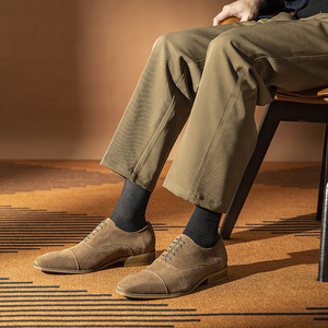 Chaussures habillées Oxford rétro pour hommes en cuir véritable et daim de vachette haut de gamme, style décontracté et formel, collection 2026, vente chaude - Product Image 2
