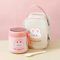 JM Nouveauté : Tasse à petit-déjeuner Little Panda en acier inoxydable 304, boîte à lunch isotherme anti-fuite grande capacité, motif dessin animé