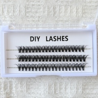 Cils en grappe naturels faits à la main, réutilisables, longueur mixte, faux cils synthétiques, 3 rangées, kit d'extension de cils DIY à domicile