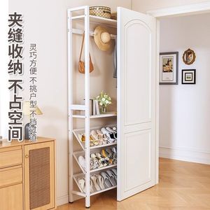 Étagère à chaussures multi-niveaux simple avec porte-manteau, meuble de rangement sur pied pour l'organisation des chaussures et des accessoires derrière la porte ou dans l'entrée - Product Image 3