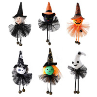 Décorations d'Halloween : Pendentifs Horrifiants Chat Noir, Citrouille, Fantôme, Sorcière pour Fêtes, Bars, Maisons et Décoration de Fenêtre Effrayante