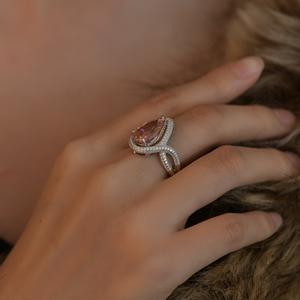 Anillo de Circonita Cúbica con Corte de Pera Personalizado, Plata de Ley 925, Chapado en Rodio, Anillo de Compromiso, Boda, Fiesta para Mujer, Venta al Por Mayor - Product Image 6