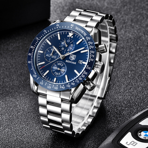 BENYAR 5140 Orologio al Quarzo da <span class=keywords><strong>Uomo</strong></span>, <span class=keywords><strong>Marca</strong></span> <span class=keywords><strong>di</strong></span> Alta Gamma, Acciaio Inossidabile e Silicone, Stile Business Casual, Impermeabile, Idea Regalo - Product Image 2