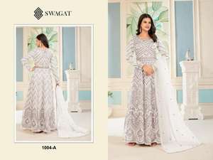 ผ้าไหมซานตูนหนักไม่มีเย็บ ชุดเดรส Anarkali สําหรับงานเทศกาลและงานแต่งงาน มีจําหน่ายในราคาขายส่ง - Product Image 5