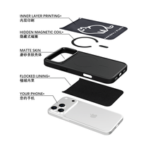 Coque de téléphone AG Feeling Black Edge avec motif chat et ligne dorée pour iPhone 17, 17 Pro Max, 16 Pro, 15 – Coque magnétique