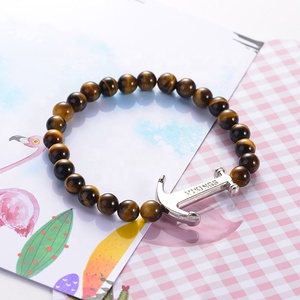 2019 personalizado hecho a mano <span class=keywords><strong>de</strong></span> piedras preciosas <span class=keywords><strong>de</strong></span> Lava, Ojo <span class=keywords><strong>de</strong></span> Tigre, Lapis mate ónix negro Viking joyería ancla pulsera del encanto <span class=keywords><strong>de</strong></span> los hombres - Product Image 6
