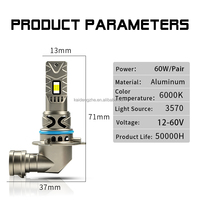 Kaidengzhe Neue H7 6000K 60W 4000 Lumen LED-Scheinwerferlampe H1 H3 H4 Plug-and-Play 12-60V Ersatz für Auto