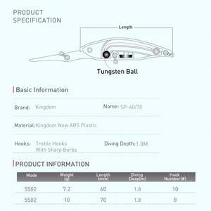 Leurre suspendu méné à longues lèvres pour saumon poisson d'eau douce Tilapia pour rivière lac ruisseau <span class=keywords><strong>pêche</strong></span> pour sandre marlin ABS métal - Product Image 2