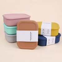 École Portable 800ml 3 Compartiment Conteneurs De Stockage Des Aliments Sans BPA Silicone Bento Boîte À Lunch Enfants Boîte À Lunch Isolée Ensemble