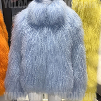 Veste courte en fourrure de mouton de Mongolie véritable multicolore pour femmes, coupe ample, hiver, luxe, fourrure moelleuse