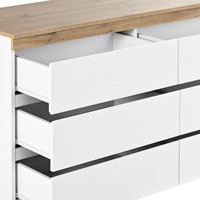 Commode en bois pleine largeur avec tiroirs à glissières fluides et plateau couleur naturelle