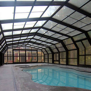 Serre de jardin électrique rétractable moderne pour l'hiver, couverture rigide pour piscine coulissante électrique au sol - Product Image 5