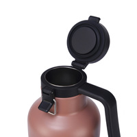 BORGE Bouteille d'eau isotherme à double paroi en acier inoxydable 304 de grande capacité 1900 ml pour le sport en plein air avec couvercle à poignée
