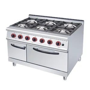 Linkrich JUS-RQ-6 New Model Restaurant Natural Gas Stove Burner Cooker with Oven Good Quality Stainless Steel for Outdoor Use
