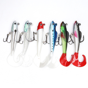 Señuelo de plástico blando con cabeza de plomo OEM 10cm 9.5g, cebo montado con anzuelo de pesca - Product Image 2
