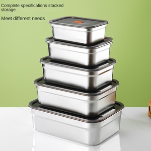 Fiambrera Rectangular de acero inoxidable 316 con tapa de plástico, almacenamiento sellado para refrigerador para conservación de frutas y alimentos para bebés - Product Image 4