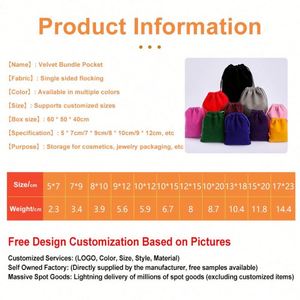 Sac à poussière réutilisable en gros, pochette cadeau de luxe en velours avec cordon de serrage et logo brodé pour bijoux - Product Image 4