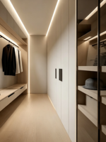 Cabina Armadio XINGRUO a U con Vetrina e Panca Contenitore per Villa Moderna
