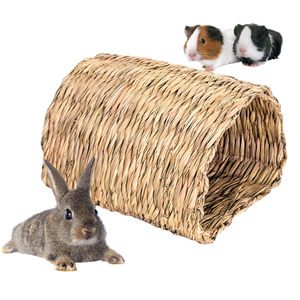Dokuma tavşan doğal çim Hutch saklanma tünel katlanabilir gine domuzcuk yuvası çiğnemek Mat - Product Image 1
