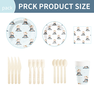 Juego de Vajilla para Fiesta de Revelación de Género con Temática de Osos DAMAI, Decoración de Osos en Acuarela para Baby Shower - Product Image 5