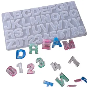 Porte-clés Alphabet amusant pendentif numérique résine époxy moulage porte-clés en silicone moule pour porte-clés personnalisé