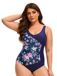 Elegante traje de baño de una pieza para mujer europea americana transpirable ecológico Sexy espalda recortada diseño de bloque de Color patrón sólido - Product Image 3