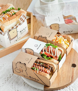 Scatola <span class=keywords><strong>a</strong></span> forma di triangolo Kraft personalizzata di buona qualità per Sandwich Take Away scatola per torta di carta Sandwich usa e getta - Product Image 6