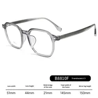 B8810F Lunettes de vue hexagonales tendance grande taille EMS unisexe, monture complète en plastique, verres en fibre d'acétate