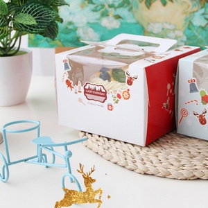 Wholesale Milu Pattern <b>Christmas</b> Decorative Cake <b>Box</b> Handle Featuring Embossing Matt Glossy Lamination UV Coating Print Handling - Product Image 4