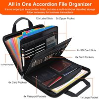 Organiseur de dossiers accordéon robuste à 13 pochettes, dossier de documents extensible ignifuge avec fermeture éclair, sac portable à motifs
