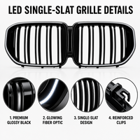 Calandre avant à LED lumineuse « Iconic Glow » pour BMW X5 G05 X6 G06 2019+ Calandre à lamelles simples en ABS noir brillant