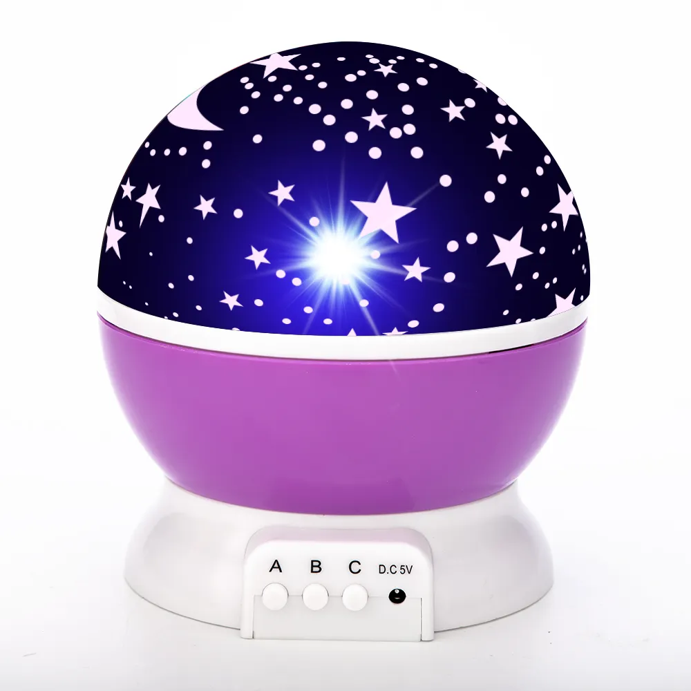 360 Rotation LED Star Moon Starry Sky Children Baby Night Sleep Light Battery operated or USB Projection Lamp