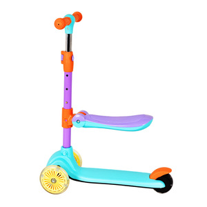 สกู๊ตเตอร์เด็กพร้อมที่นั่งปรับระดับความสูงได้ สำหรับเด็กอายุ 3-6 ปี ของเล่นเด็กแบบขี่ได้ รถสามล้อ ของขวัญ สกู๊ตเตอร์ - Product Image 2