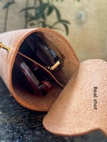 CHOU Shanghai Waterdrop Étui à lunettes double haut de gamme en cuir véritable durable, décontracté et simple, pour lunettes de soleil et de vue