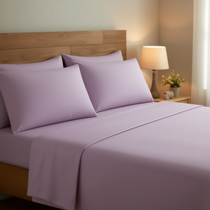 Viasoft Queen Size <b>Lilac</b> Sheets 400Tc Cotton Breathable All Season Home <b>Bedding</b> - Product Image 2