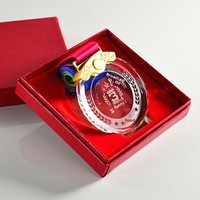 Médaille de trophée personnalisée en verre cristal créatif, or, pour la course, commémorative, badge de basketball, imprimé en couleur