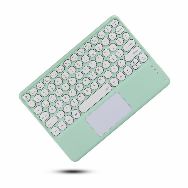 BT Keyboard With Trackpad  Slim Wireless Round Keycaps for iPad IOS Android Windows Tablet Smartphone