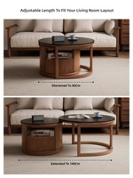 Table basse et meuble TV combinés en bois massif et quartzite, style Mid-Century, luxe léger, double fonction, pour salon, mobilier de maison CJ090