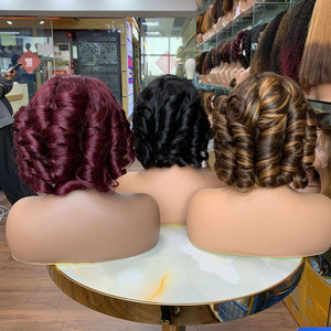 วิกผมบ๊อบลอนโรแมนติกขายดี พร้อมเชือกผูกผม 4x4  ความหนาแน่นสูง ผมแท้ 100% สีธรรมชาติ จัดแต่งทรงง่ายและดูแลรักษาง่าย - Product Image 5