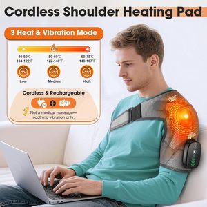 Cordless <b>Heated</b> <b>Shoulder</b> <b>Wrap</b> Vibration & Hot Compress Brace <b>Shoulder</b> Massager for Women & Men - Product Image 4